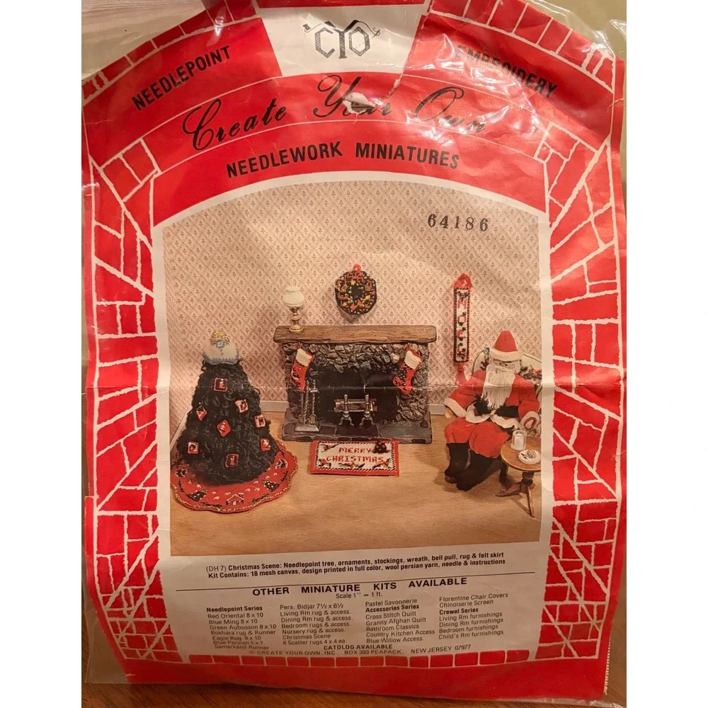 Vintage CYO Needlework Miniatures Christmas Scene Needlepoint Kit DH 7  64186